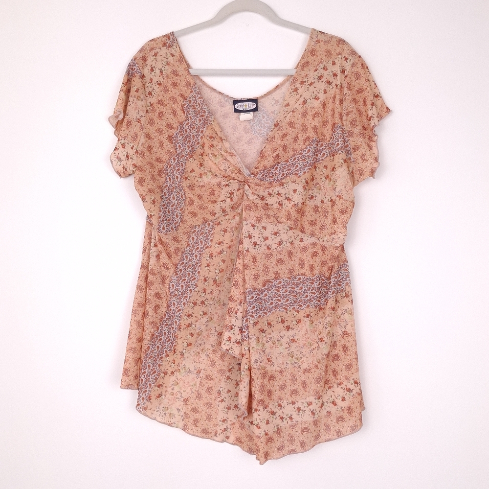 Zoey & Beth vintage Y2K floral babydoll top fairy coquette feminine plus size